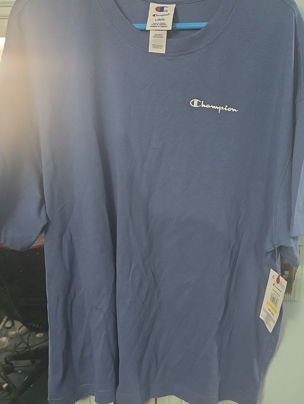 Champion Short Sleeve T-Shirt in Navy Blue with Script Logo